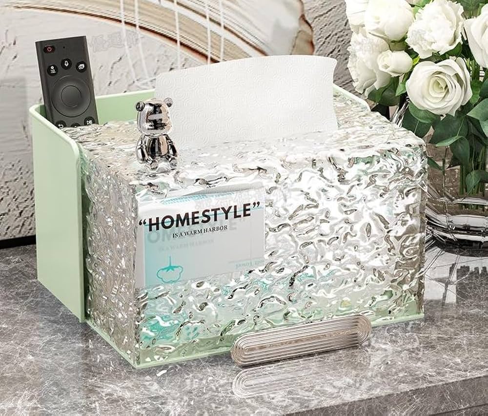 Acrylic Water Texture Tissue Box, Dustproof Napkin Box, Multifunctional Tissue Organizer Container Acrylic Water Texture Tissue Box, Dustproof Napkin Box, Multifunctional Tissue Organizer Container